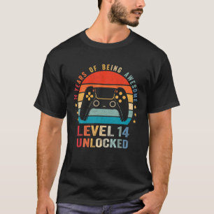 T-shirt Niveau 14 Déverrouillé Funny Video Gamer 14E Anniv