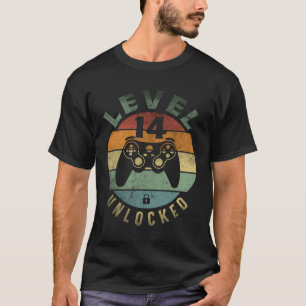 T-shirt Niveau 14 Déverrouillé Funny Video Gamer 14e anniv