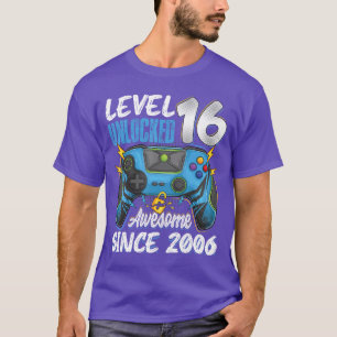 T-shirt Niveau 16 débloqué génial garçon 2006 16ème annive