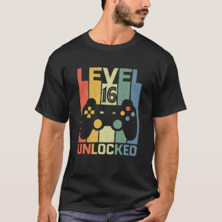 T-shirt Niveau 16 Déverrouillé 16 Ans Vidéo Gamer 16E Bi