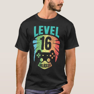T-shirt Niveau 16 Déverrouillé 16e anniversaire Garçon Gam