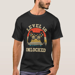 T-shirt Niveau 16 Déverrouillé Funny Video Gamer 16e anniv