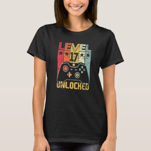 T-shirt Niveau 17 Débloqué Drôle 17e Anniversaire 17 Ans 
