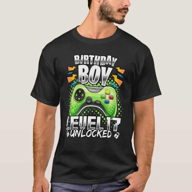 T-shirt Niveau 17 Déverrouillé Retro Video Jeu 17e anniver (Devant)