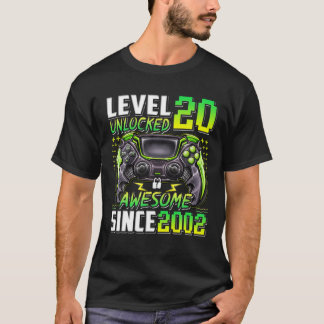 T-shirt Niveau 20 Déverrouillé Étonnant Depuis 2002 20E An