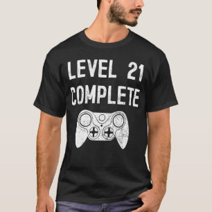 T-shirt Niveau 21 Cadeau Gamer complet de 21 ans