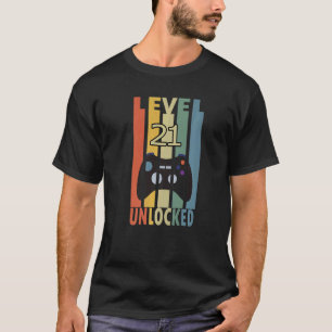 T-shirt Niveau 21 Déverrouillé Vintage Gaming Retro