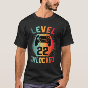 T-shirt Niveau 22 Anniversaire Déverrouillé Jeu Vintage 