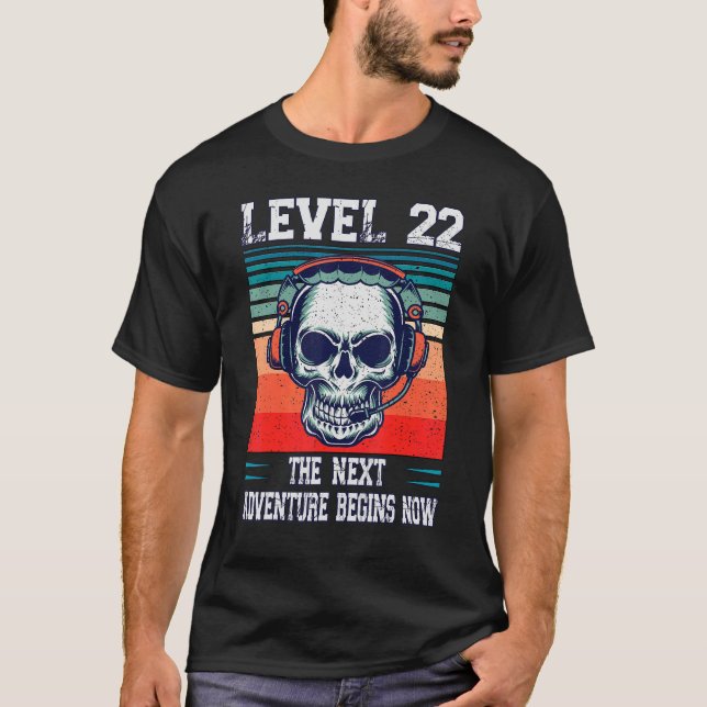 T-shirt Niveau 22 déverrouillé Prochain 22e anniversaire G (Devant)
