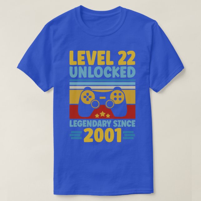 T-shirt Niveau 22 Légendaire déverrouillé depuis 2001 22e  (Design devant)
