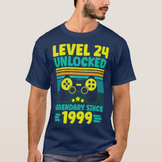 T-shirt Niveau 24 Déverrouillé Légendaire depuis 1999 24e 