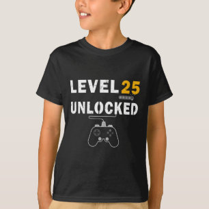 T-shirt Niveau 25 Jeu vidéo déverrouillé 25e anniversaire