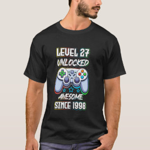 T-shirt Niveau 27 Débloqué génial depuis 1998 joueur de je