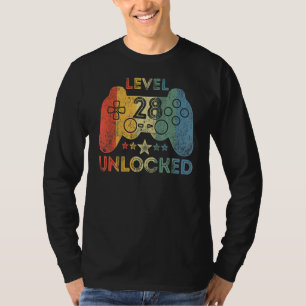 T-shirt Niveau 28 Jeu vidéo déverrouillé 28 Ans 28e Bi