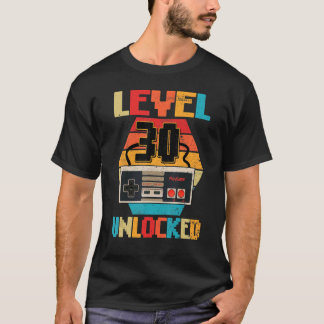 T-shirt Niveau 30 Déverrouillé Jeu vidéo de chemise 30e an