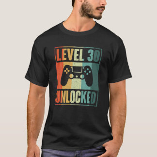T-shirt Niveau 30 Déverrouillé Vidéo Gamer Drôle - 30E Ann