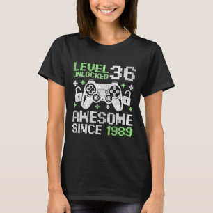 T-shirt Niveau 36 débloqué Incroyable depuis 1989 Joueur v