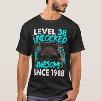 T-shirt Niveau 38 Débloqué Incroyable Depuis 1988 38e Anni