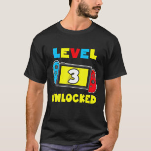 T-shirt Niveau 3 Débloqué Jeu Vidéo Anniversaire 3 Ans 3 A