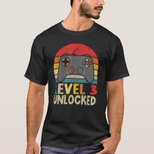 T-shirt Niveau 3 Déverrouillé Funny Video Gamer 3e anniver