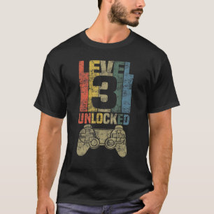 T-shirt Niveau 3 Jeu vidéo déverrouillé 3e anniversaire