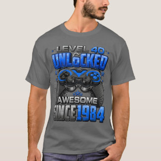 T-shirt Niveau 40 Débloqué Incroyable Depuis 1984 40e Anni