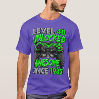 T-shirt Niveau 40 Débloqué Incroyable Depuis 1985 40e Anni