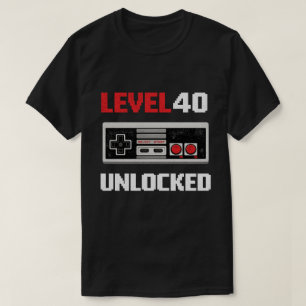 T-shirt Niveau 40 Débloqué Rétro Gaming 40e Anniversaire