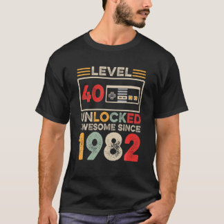 T-shirt Niveau 40 Déverrouillé 40E Anniversaire Magnifique