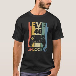 T-shirt Niveau 40 Déverrouillé Funny Video Gamer 40E Anniv