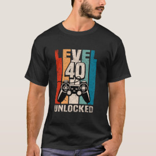 T-shirt Niveau 40 Déverrouillé Funny Video Gamer Contrôleu