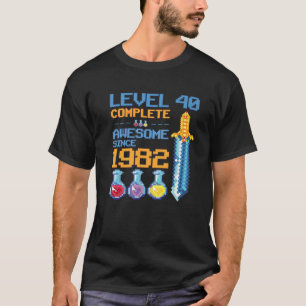 T-shirt Niveau 40 Déverrouillé Jeu Vidéo 40E Anniversaire