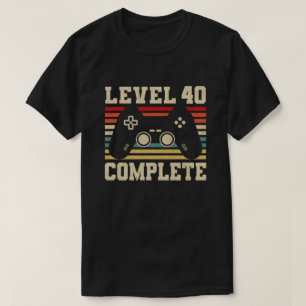 T-shirt Niveau 40 Gamer vidéo complet 40e anniversaire 