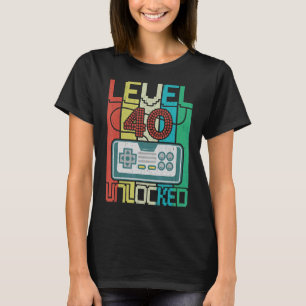 T-shirt Niveau 40 Jeu vidéo déverrouillé 40e anniversaire