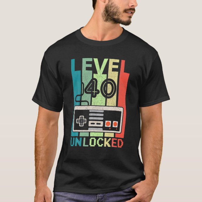 T-shirt Niveau 40 Jeu vidéo déverrouillé 40e anniversaire  (Devant)