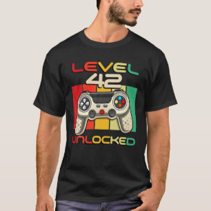 T-shirt Niveau 42 Vidéogamer Déverrouillé Né En 1979 42 An