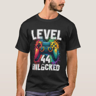 T-shirt Niveau 44 Débloqué Thème de jeu vidéo drôle 44e an