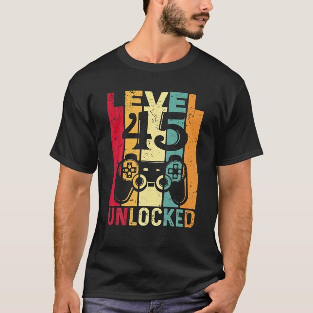 T-shirt Niveau 45 Déverrouillé Awesome 1978 jeu vidéo 45e (Devant)