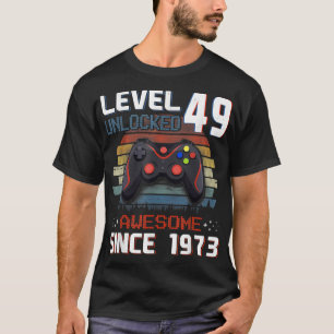 T-shirt Niveau 49 de jeu vidéo débloqué Vintage 1973 Homme