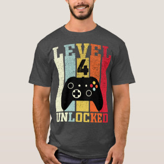 T-shirt Niveau 4 Déverrouillé Funny Vidéo 4e cadeau d'anni