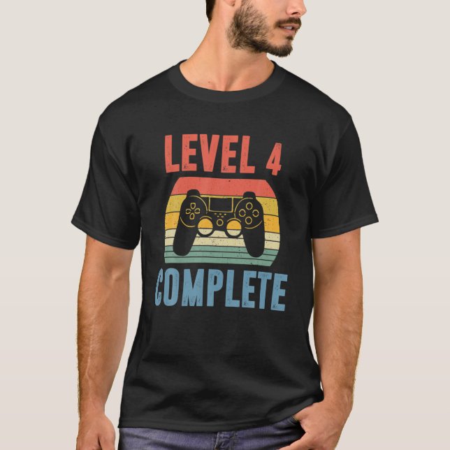 T-shirt Niveau 4 Gamer complet Funny 4 ans Mariage Anniv (Devant)