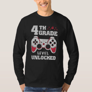 T-shirt Niveau 4e débloqué Gamer Retour à l'école Enfants