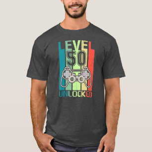 T-shirt Niveau 50 Jeu vidéo déverrouillé Cadeaux 50e anniv