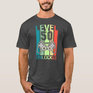 T-shirt Niveau 50 Jeu vidéo déverrouillé Cadeaux 50e anniv