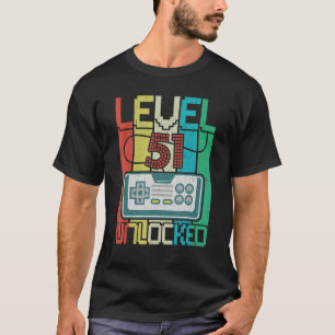 T-shirt Niveau 51 Jeu vidéo déverrouillé 51e anniversaire
