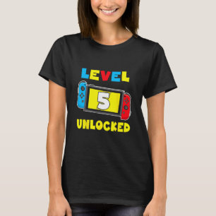 T-shirt Niveau 5 Débloqué Chemise d'anniversaire 5 ans Jeu