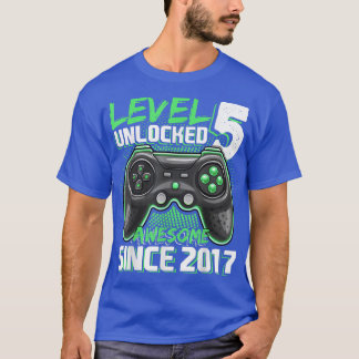 T-shirt Niveau 5 Déverrouillé Awesome 2017 Jeu vidéo 5e an