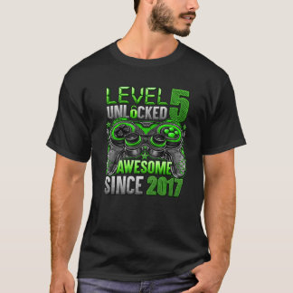 T-shirt Niveau 5 Déverrouillé Awesome Depuis 2017 5E Anniv