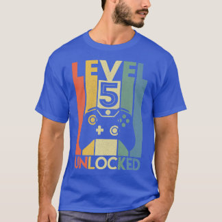 T-shirt Niveau 5 Déverrouillé Funny Video Gamer 5e anniver