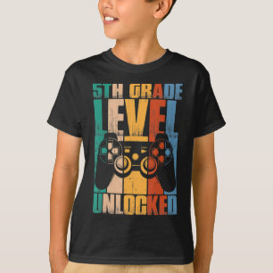 T-shirt Niveau 5e Année Déverrouillé Retour À L'École Jeu